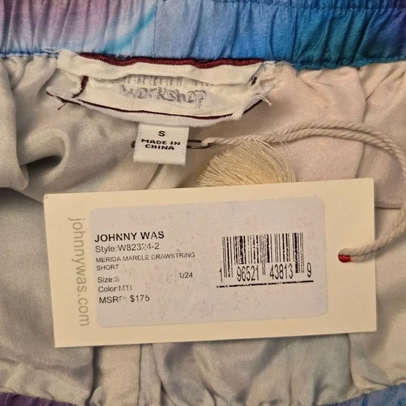 Johnny Was Workshop Silk Merida Marble Shorts S Colorful Boho Festival NWT - Picture 9 of 10